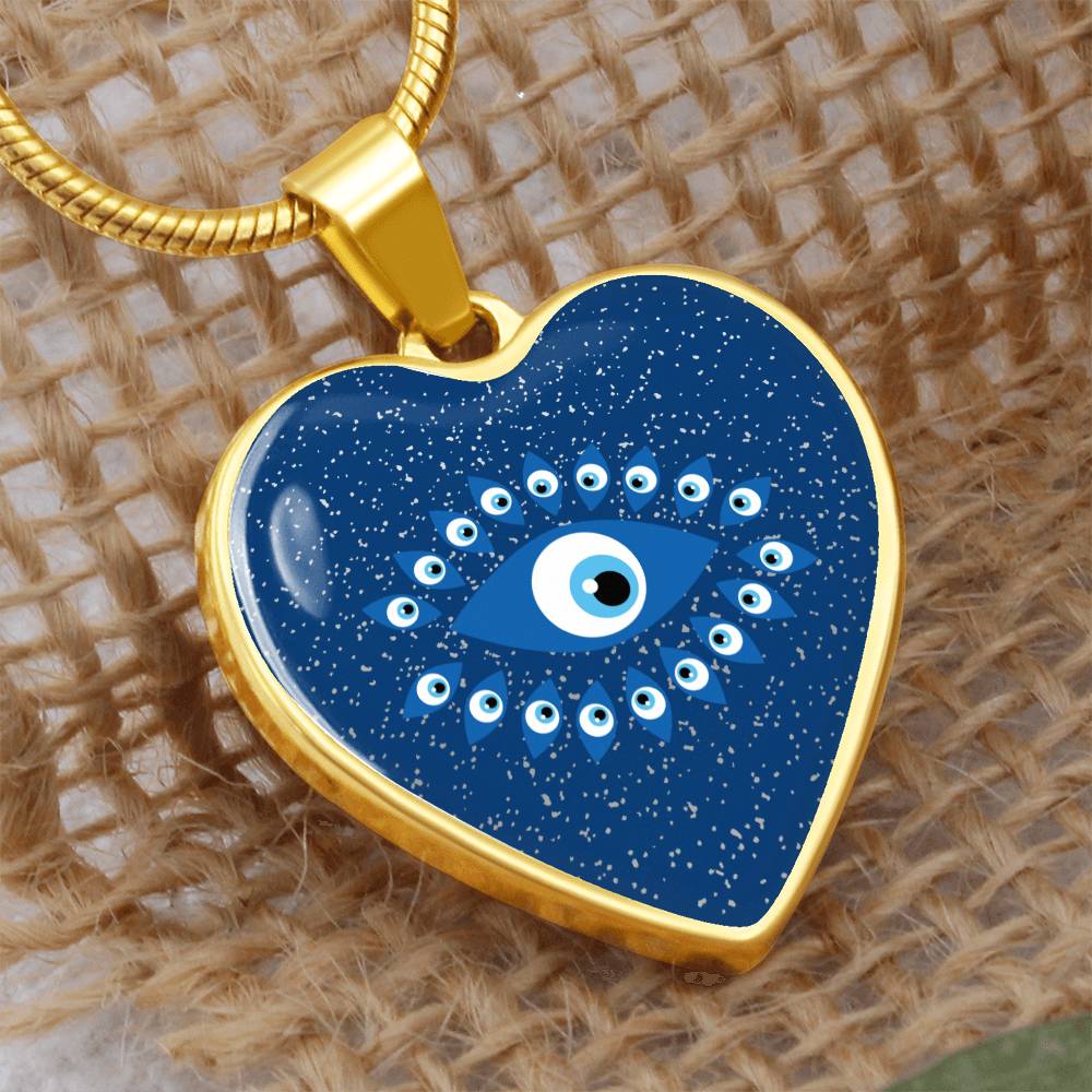 Blue Evil Eye Heart Luxury Necklace