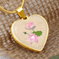 Water Lily July Birth Flower Heart Luxury Necklace