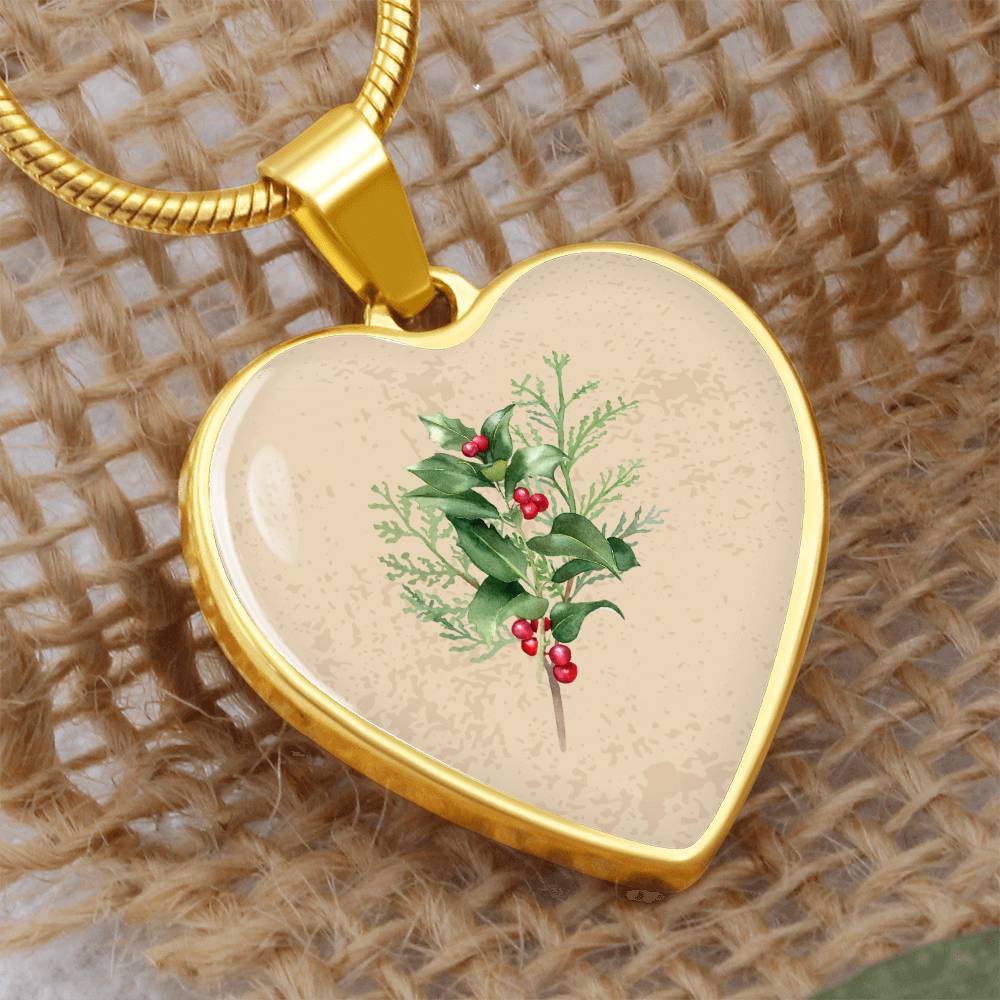 Holly December Birth Flower Heart Luxury Necklace