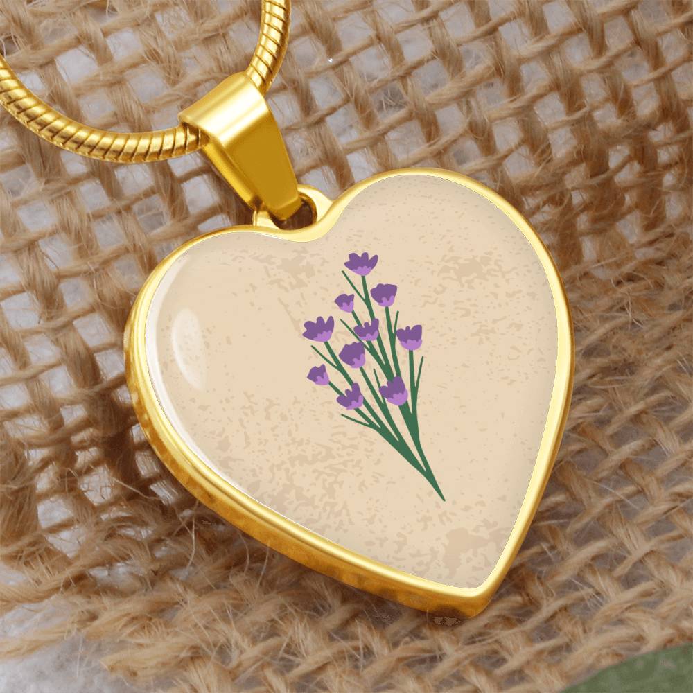 Violet  February Birth Flower Heart Luxury Necklace