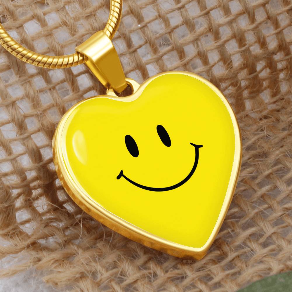 Yellow Smiley Face Heart Luxury Necklace