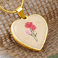Carnation January Birth Flower Heart Luxury Necklace
