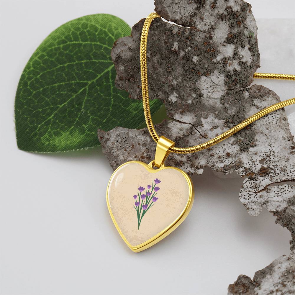 Violet  February Birth Flower Heart Luxury Necklace