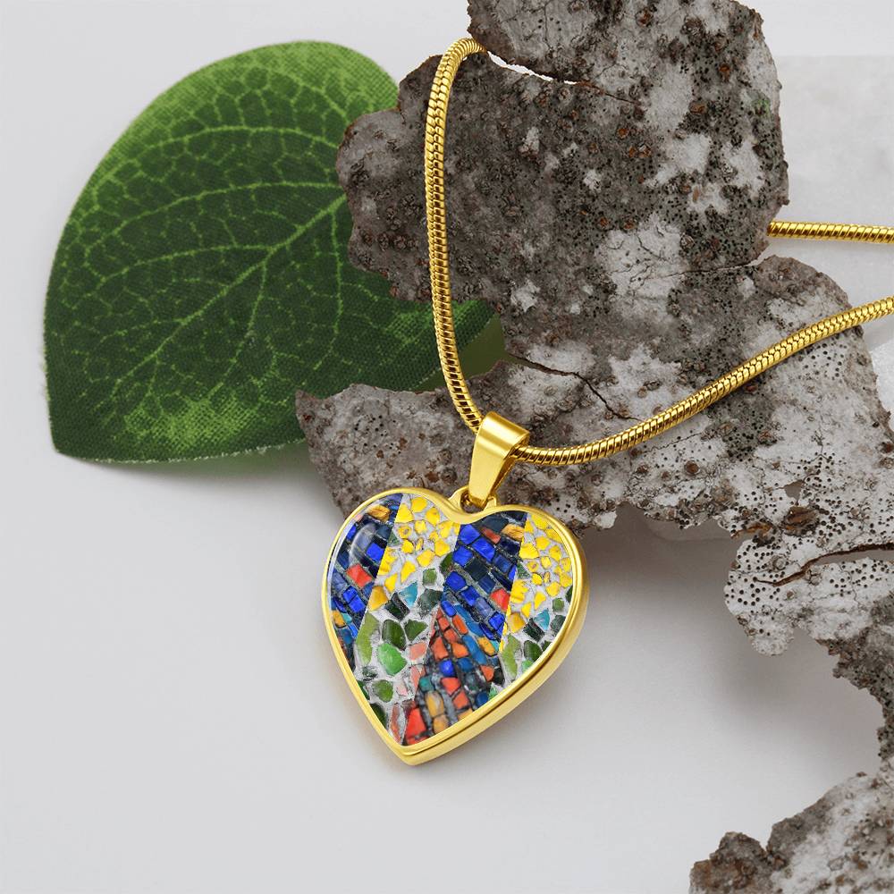 Yellow & Blue Mosaic Heart Luxury Necklace