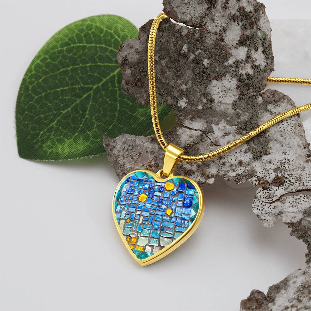 Blue Mosaic Heart Luxury Necklace