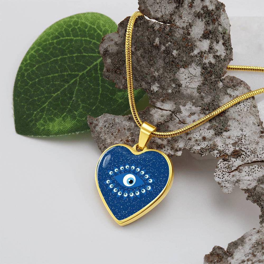 Blue Evil Eye Heart Luxury Necklace