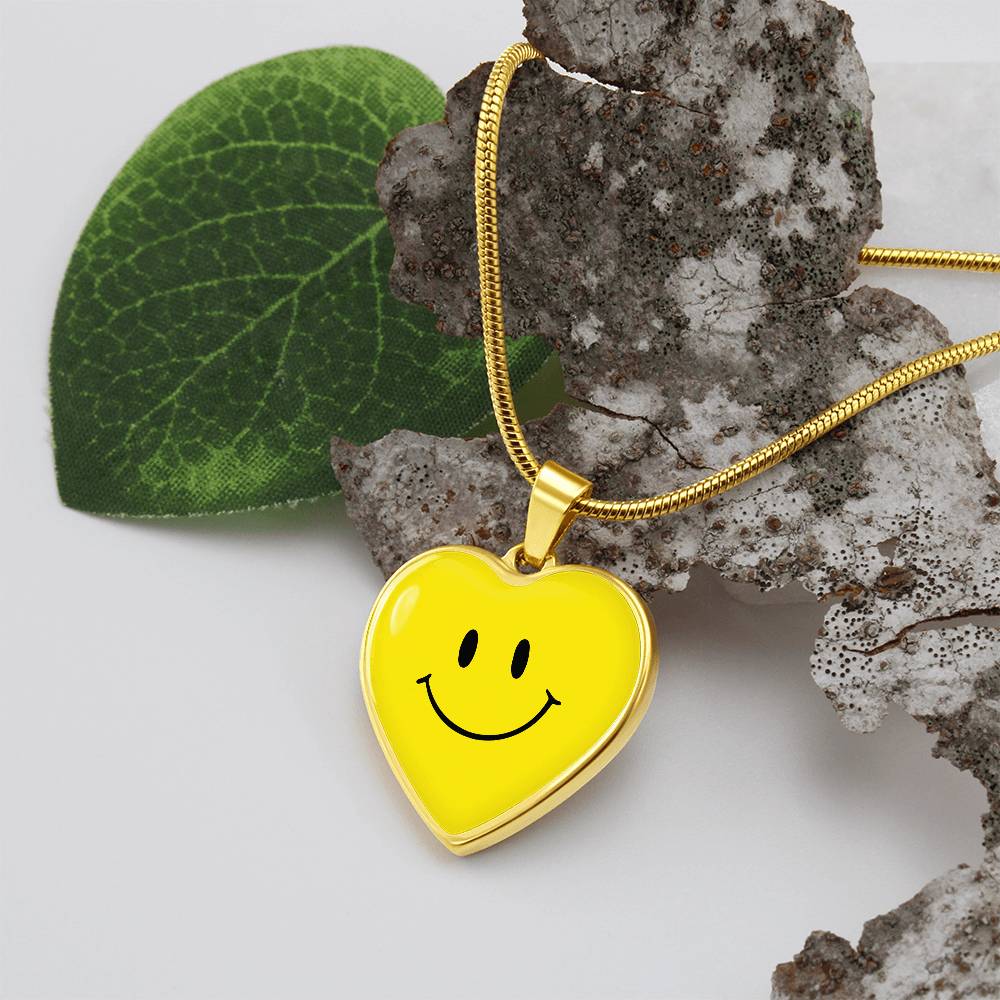 Yellow Smiley Face Heart Luxury Necklace