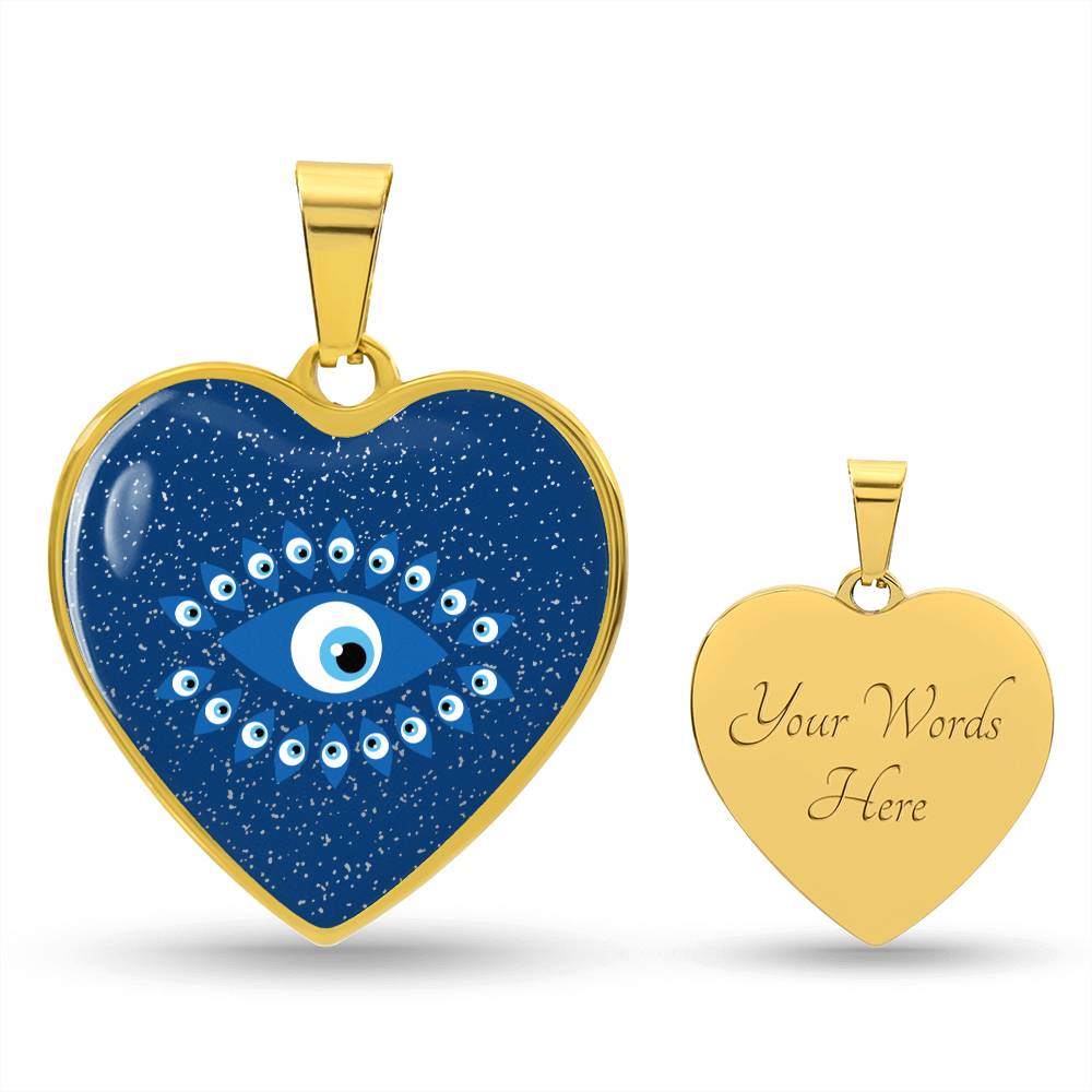 Blue Evil Eye Heart Luxury Necklace
