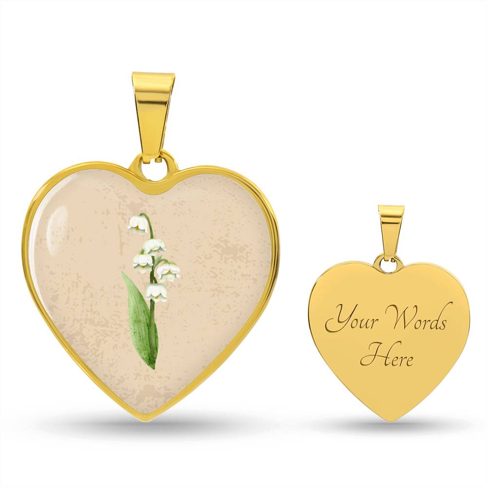 Lily Of The Valley May Birth Flower Heart Luxury Necklace