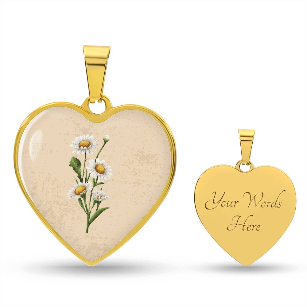 Daisy April Birth Flower Heart Luxury Necklace