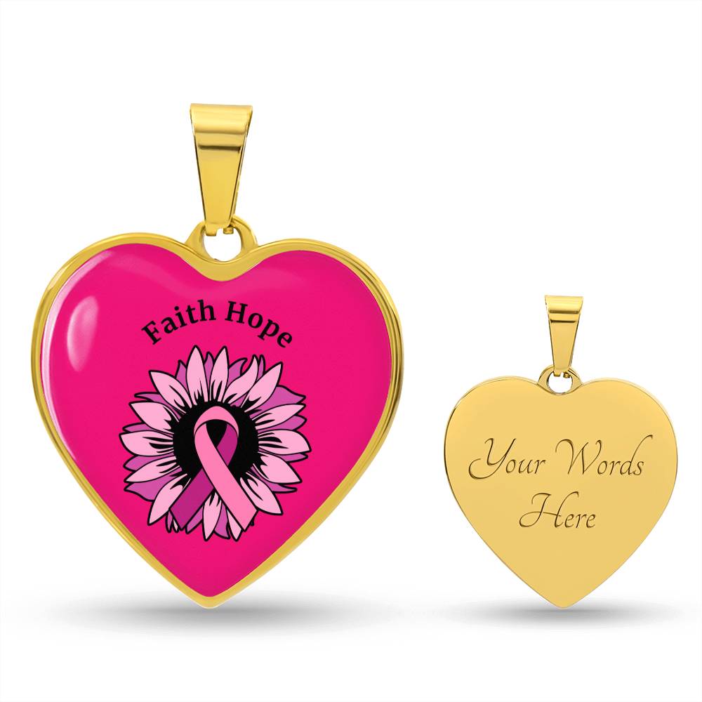 Faith & Hope Breast Cancer Heart Luxury Necklace