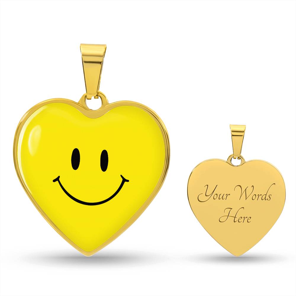 Yellow Smiley Face Heart Luxury Necklace