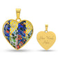 Yellow & Blue Mosaic Heart Luxury Necklace