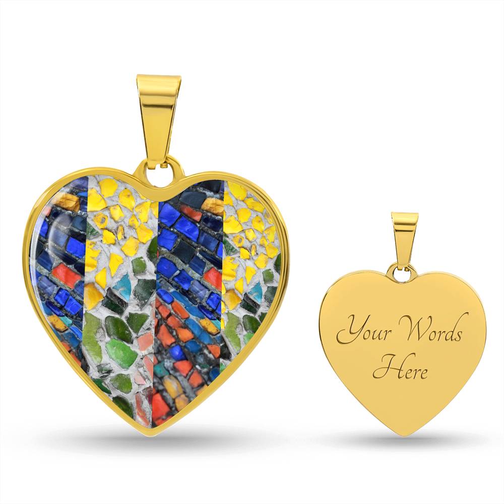 Yellow & Blue Mosaic Heart Luxury Necklace