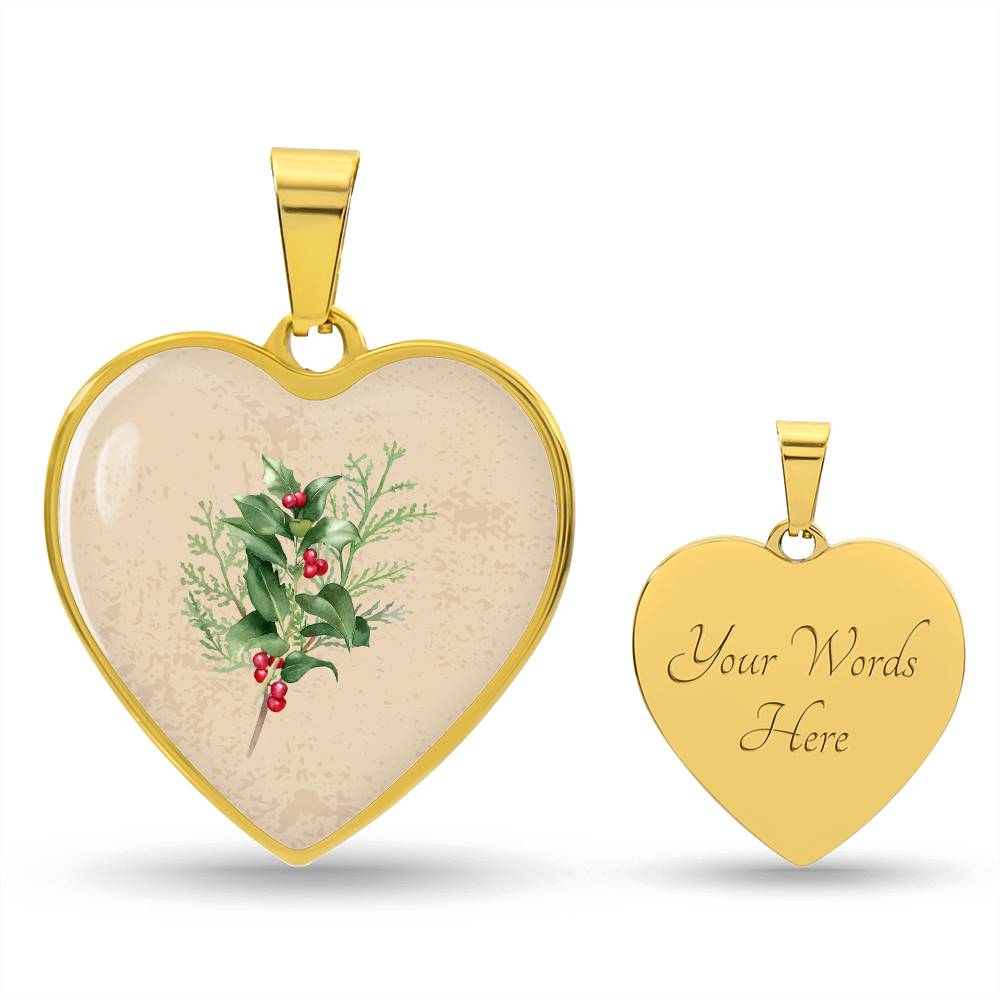 Holly December Birth Flower Heart Luxury Necklace