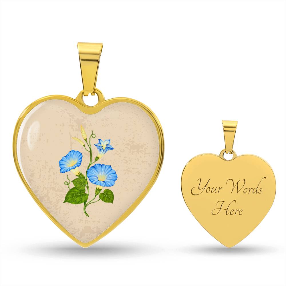 Morning Glory September Birth Flower Heart Luxury Necklace