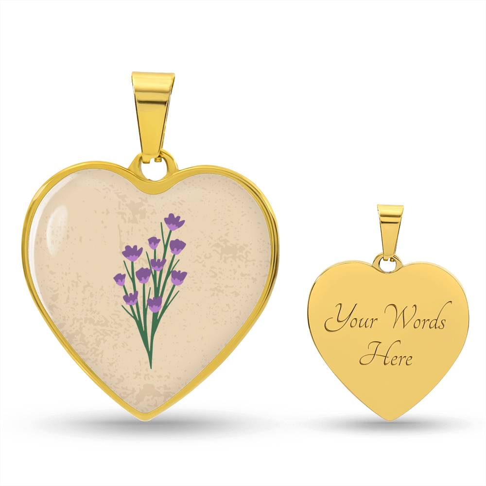 Violet  February Birth Flower Heart Luxury Necklace
