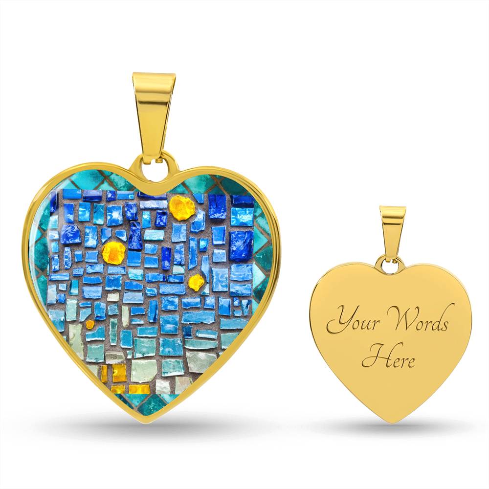 Blue Mosaic Heart Luxury Necklace