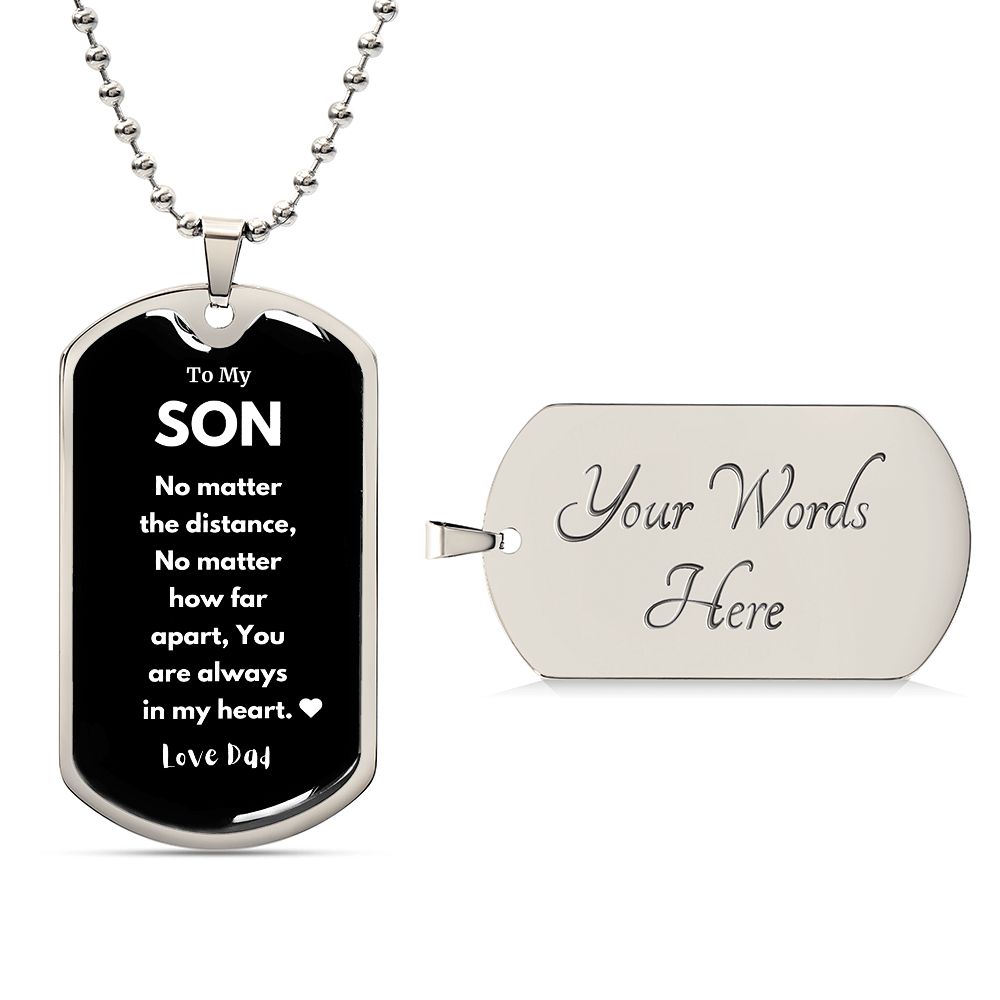 Son Dog Tag Military Necklace Always In My Heart