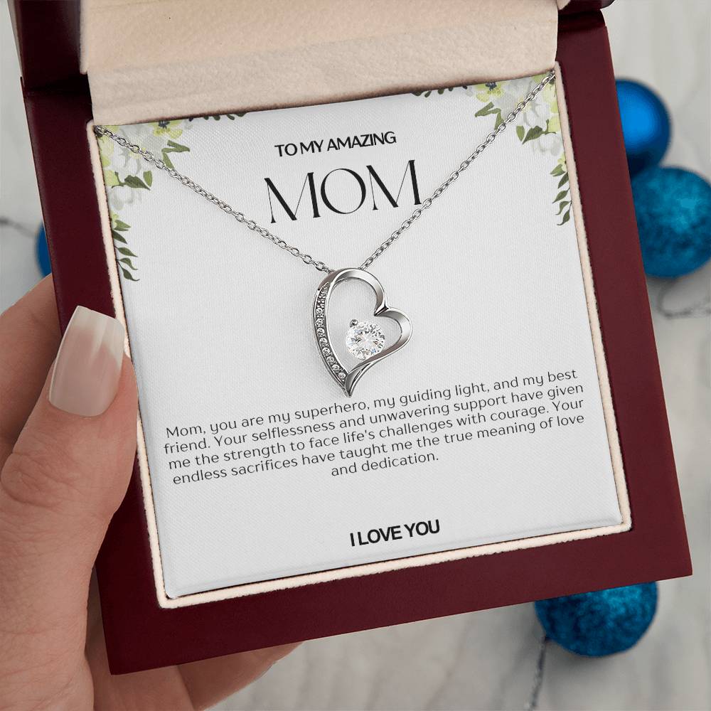 To My Amazing Mom Heart Necklace