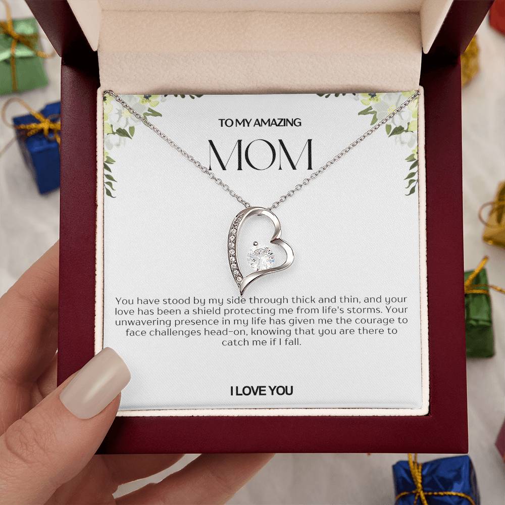 To My Amazing Mom Heart Necklace