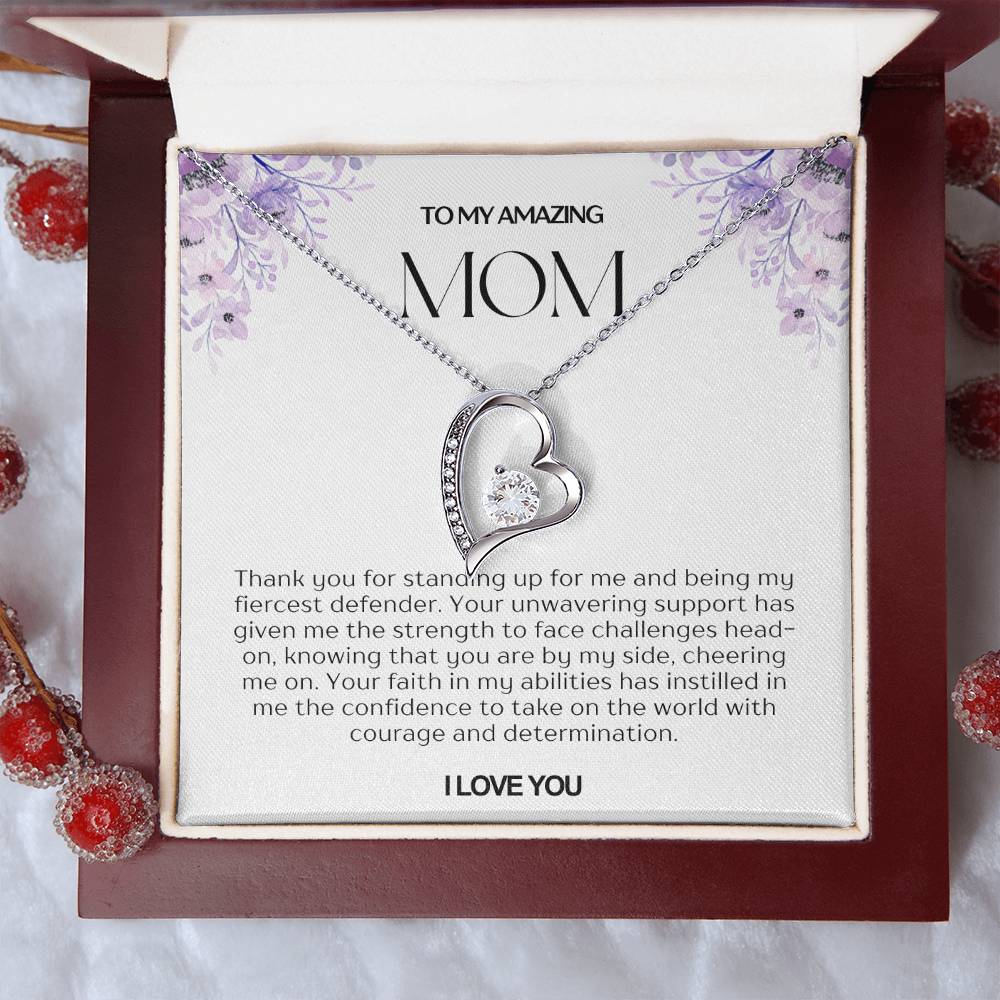 To My Amazing Mom Heart Necklace