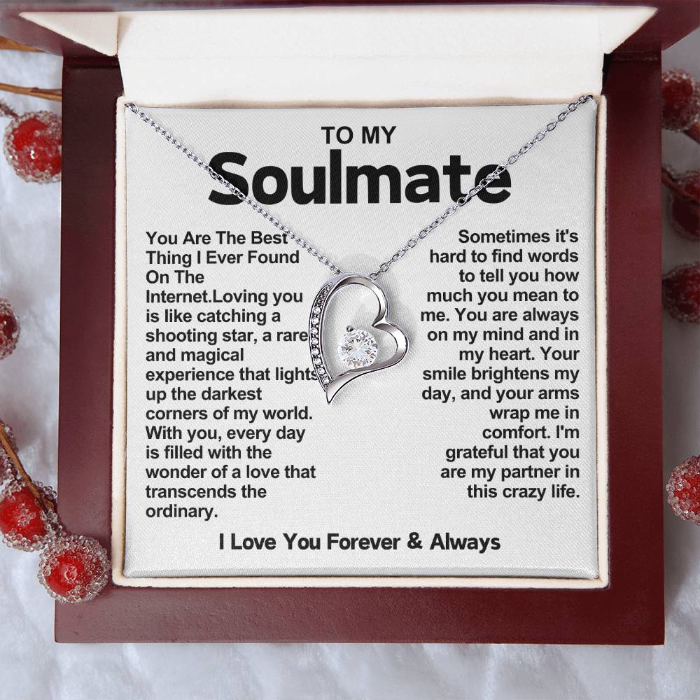 Soulmate Beautiful Heart Necklace- You Are The Best Thing I Ever Found On The Internet