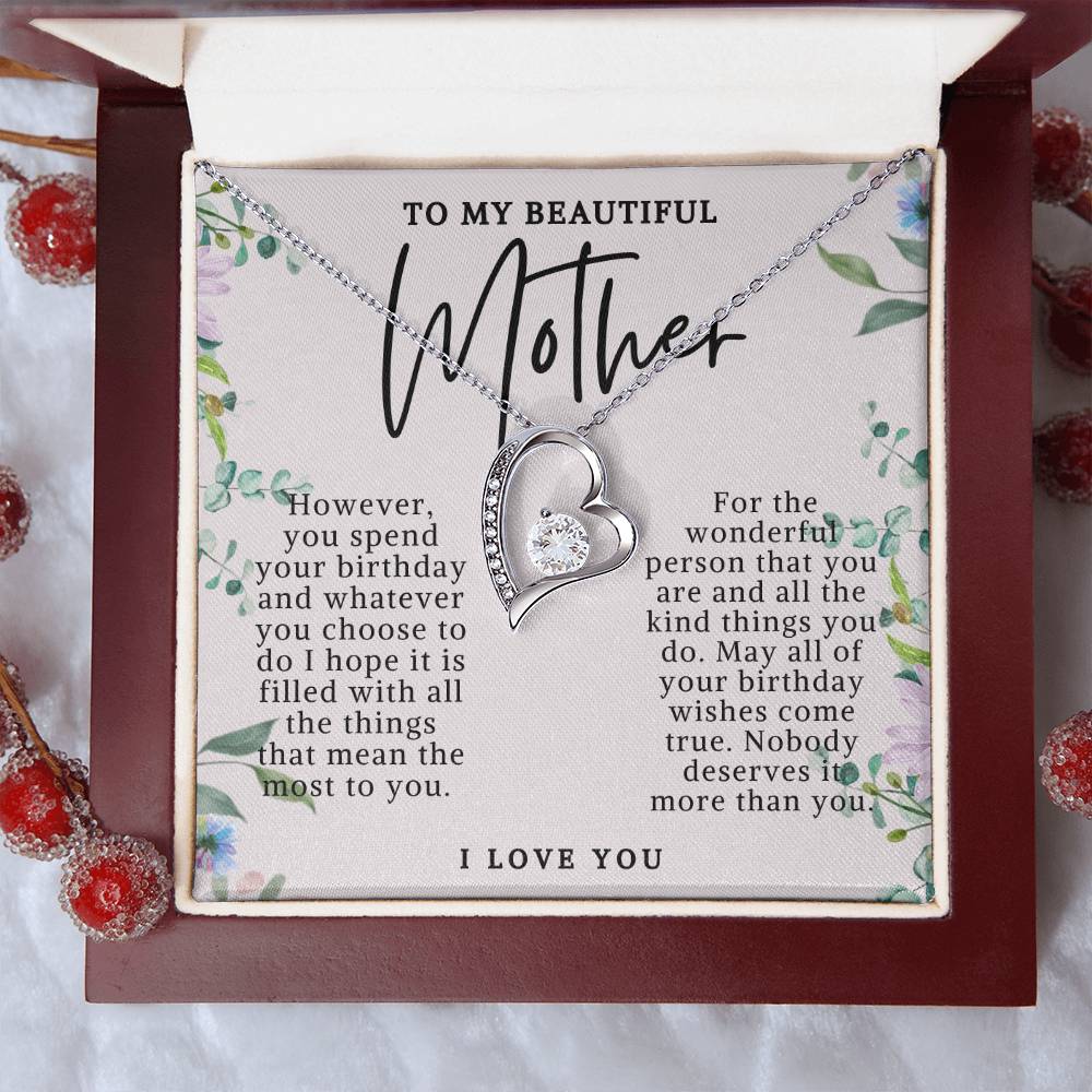 Mother Elegant Heart Birthday Necklace