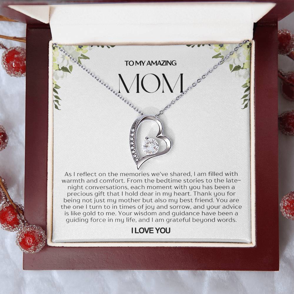 To My Amazing Mom Heart Necklace