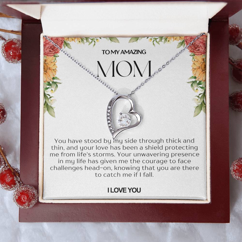 To My Amazing Mom Heart Necklace