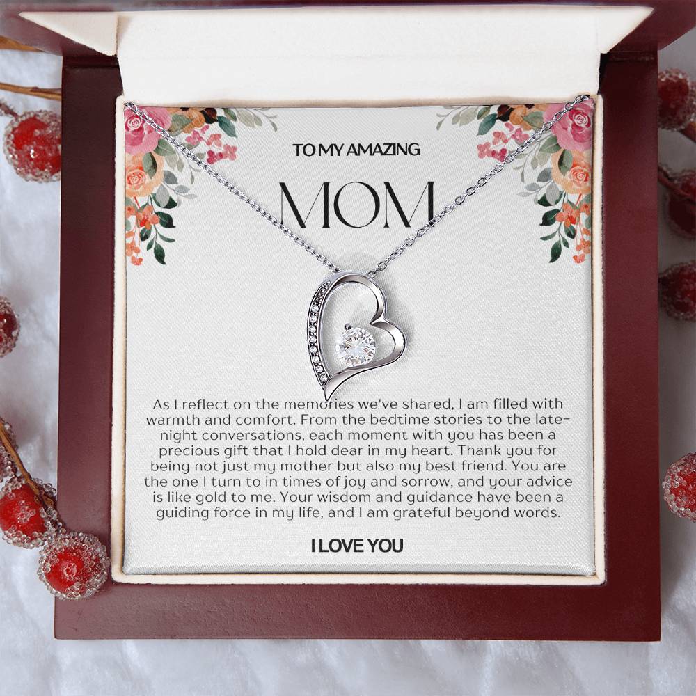 To My Amazing Mom Heart Necklace