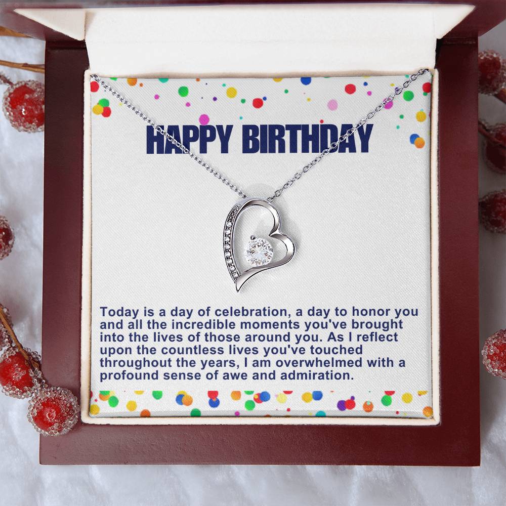 Happy Birthday Forever Love Heart Necklace