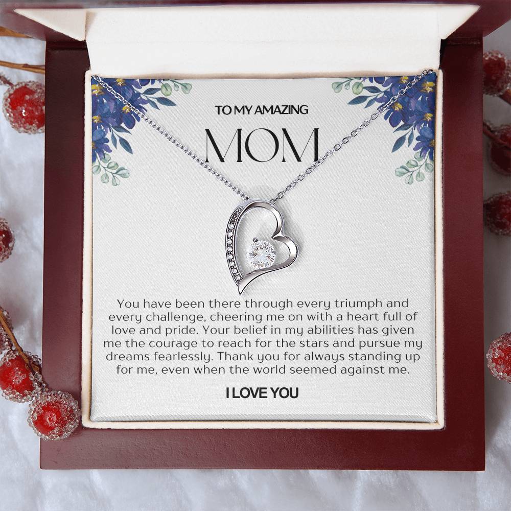 To My Amazing Mom Heart Necklace