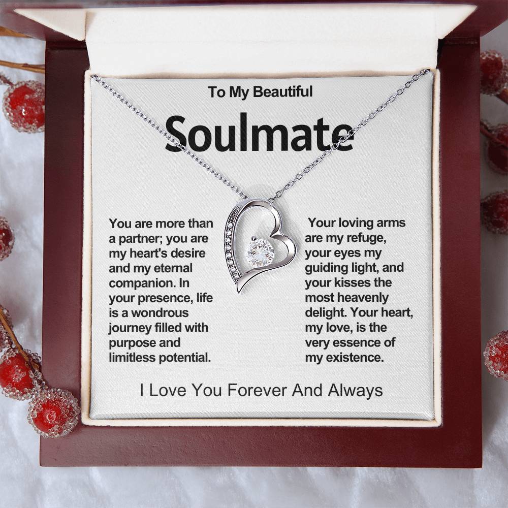 To My Beautiful Soulmate Forever Love Heart Necklace