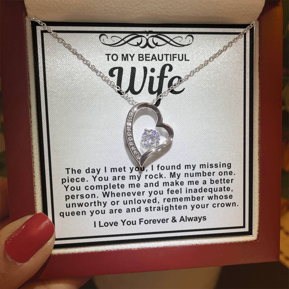 To My Beautiful Wife Heart Necklace-You are my number one