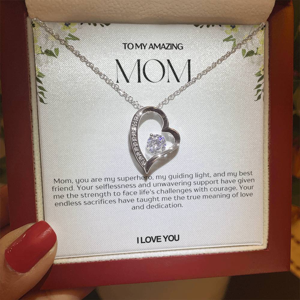 To My Amazing Mom Heart Necklace