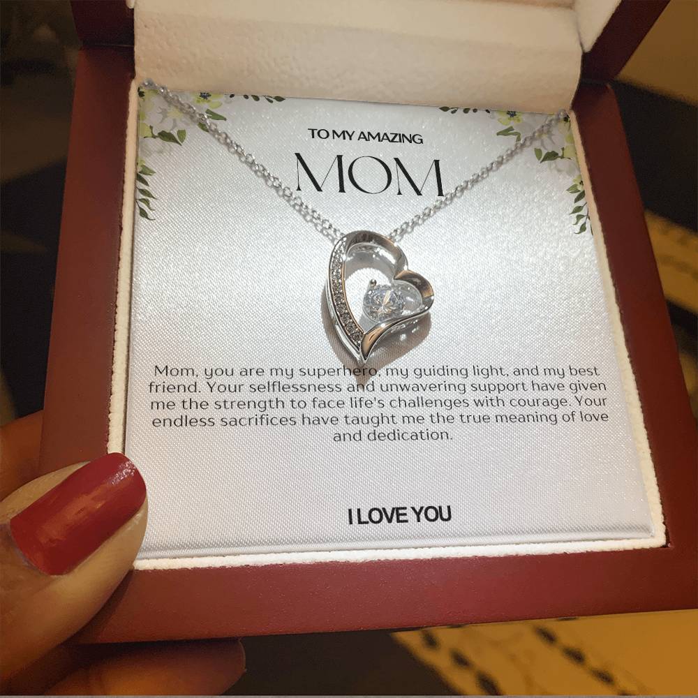 To My Amazing Mom Heart Necklace