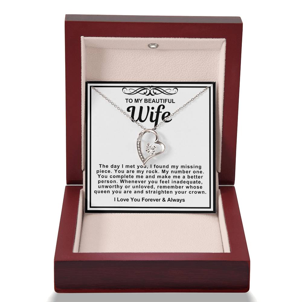 To My Beautiful Wife Heart Necklace-You are my number one