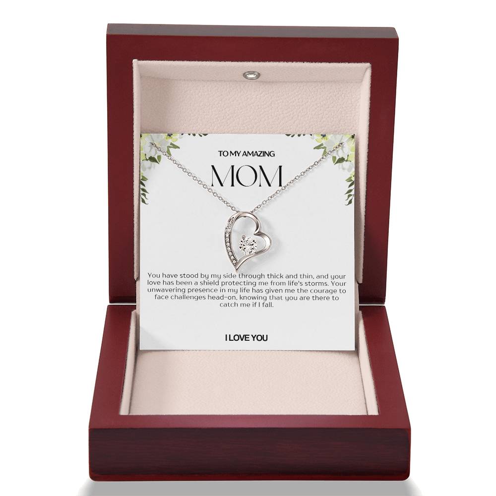 To My Amazing Mom Heart Necklace