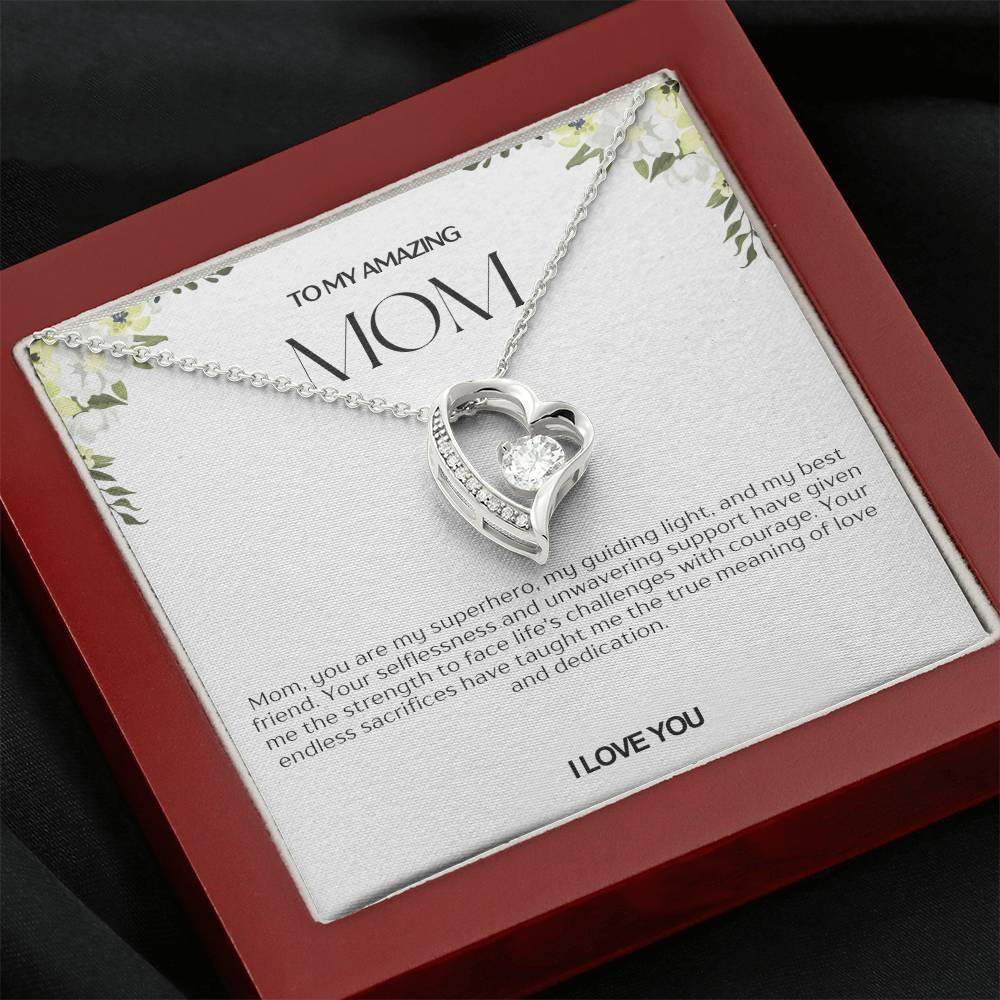 To My Amazing Mom Heart Necklace