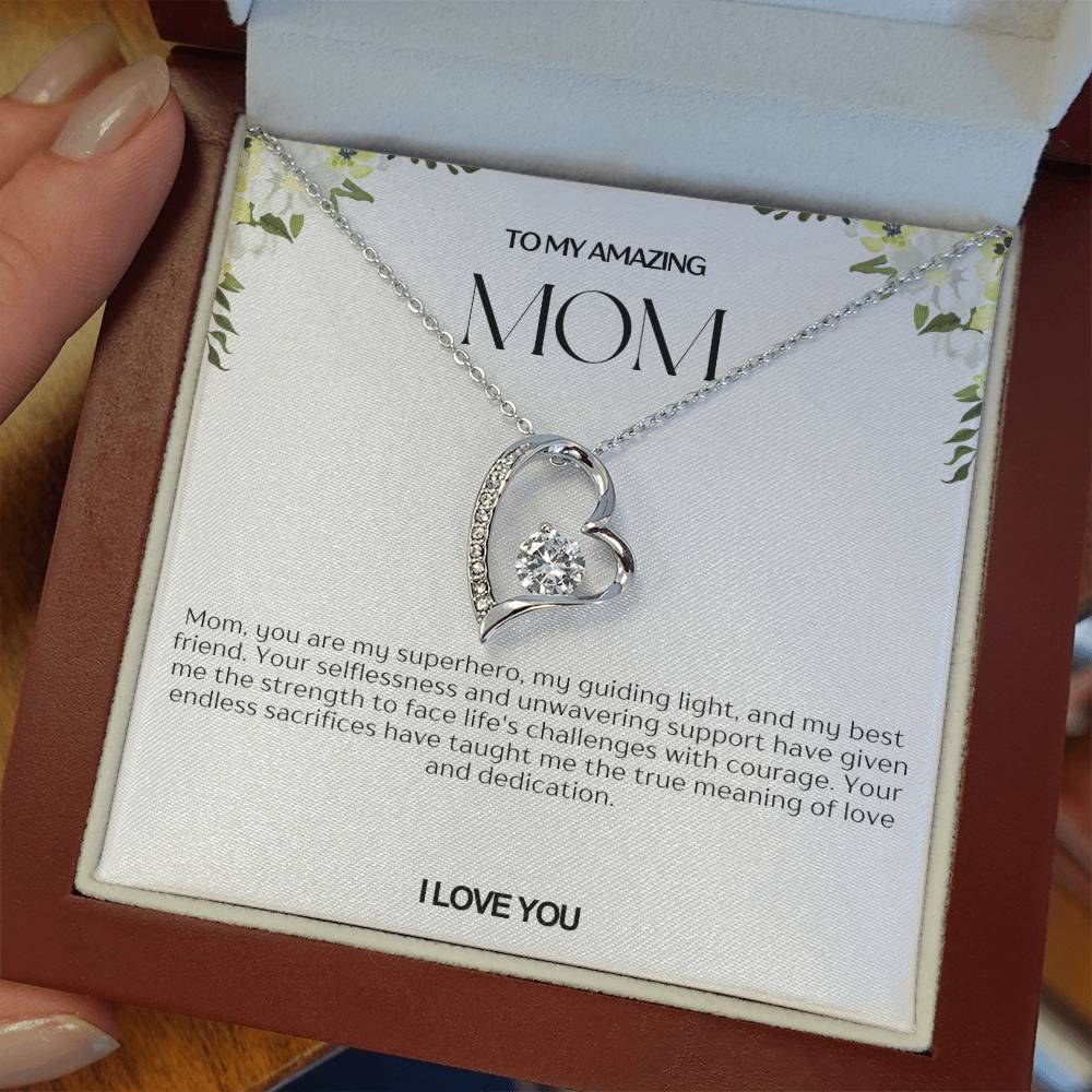 To My Amazing Mom Heart Necklace