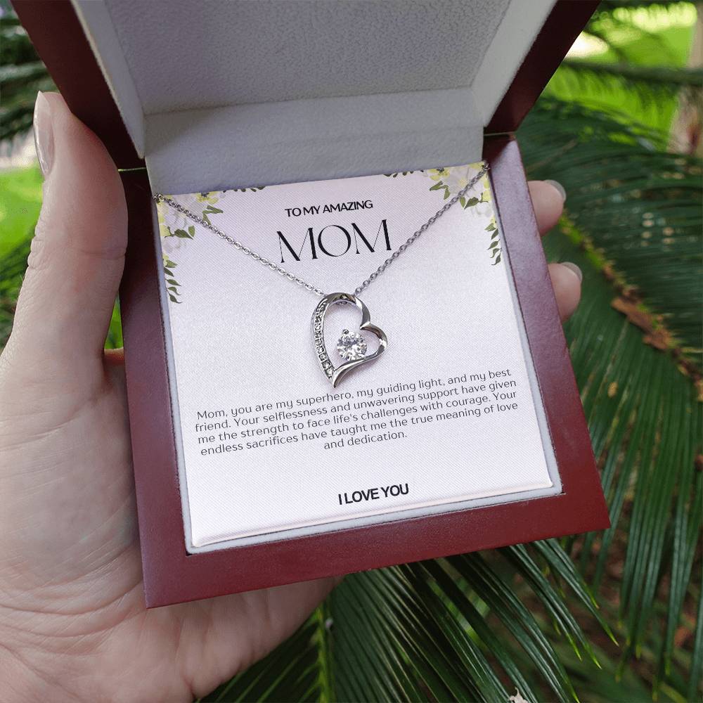 To My Amazing Mom Heart Necklace