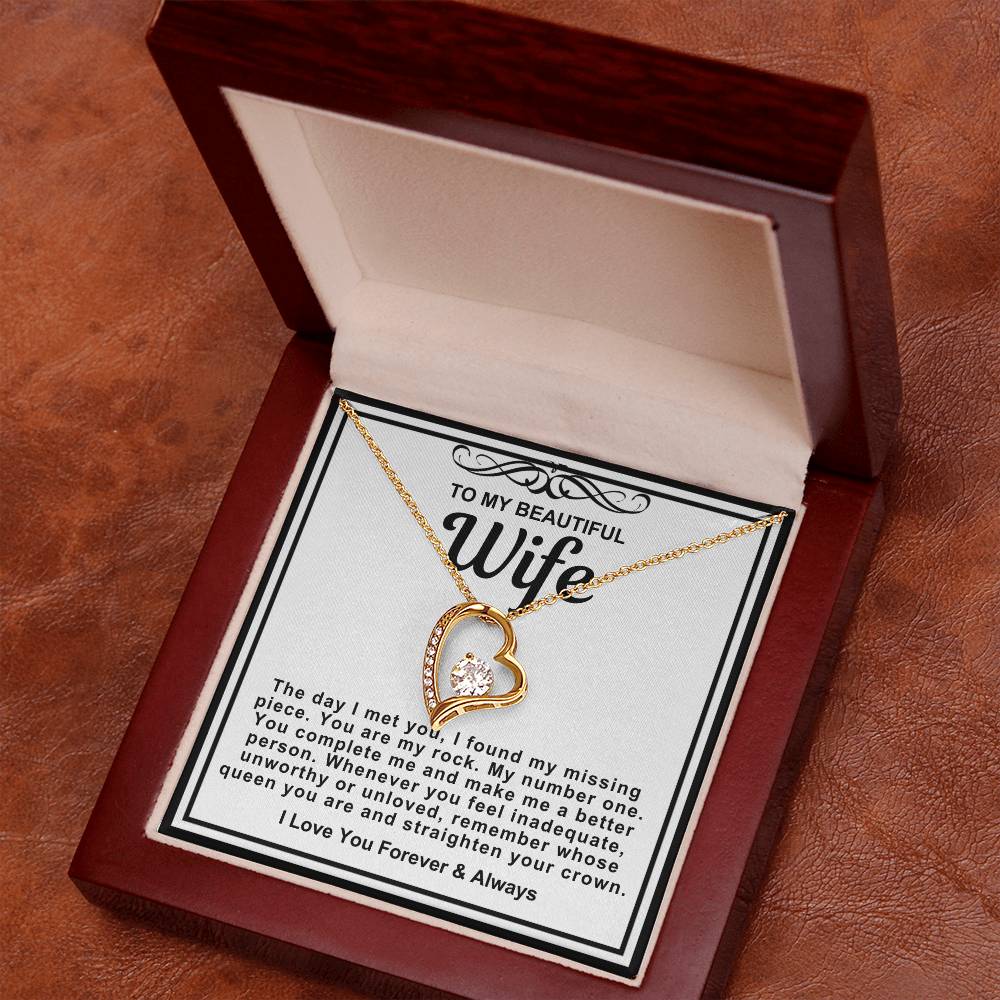 To My Beautiful Wife Heart Necklace-You are my number one