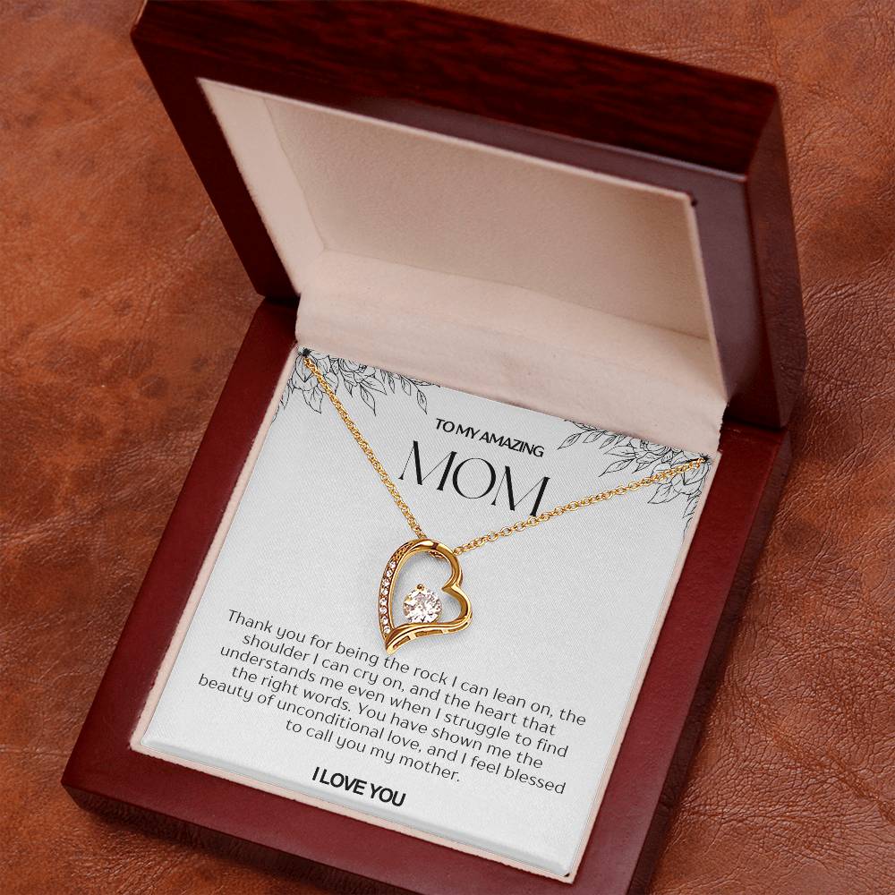 To My Amazing Mom Heart Necklace