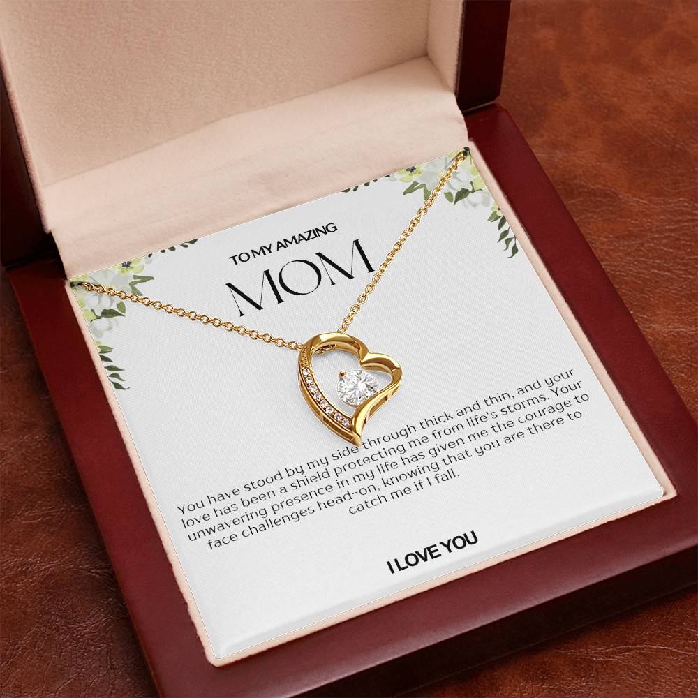 To My Amazing Mom Heart Necklace