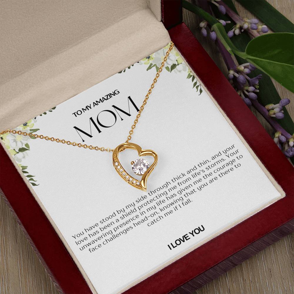 To My Amazing Mom Heart Necklace