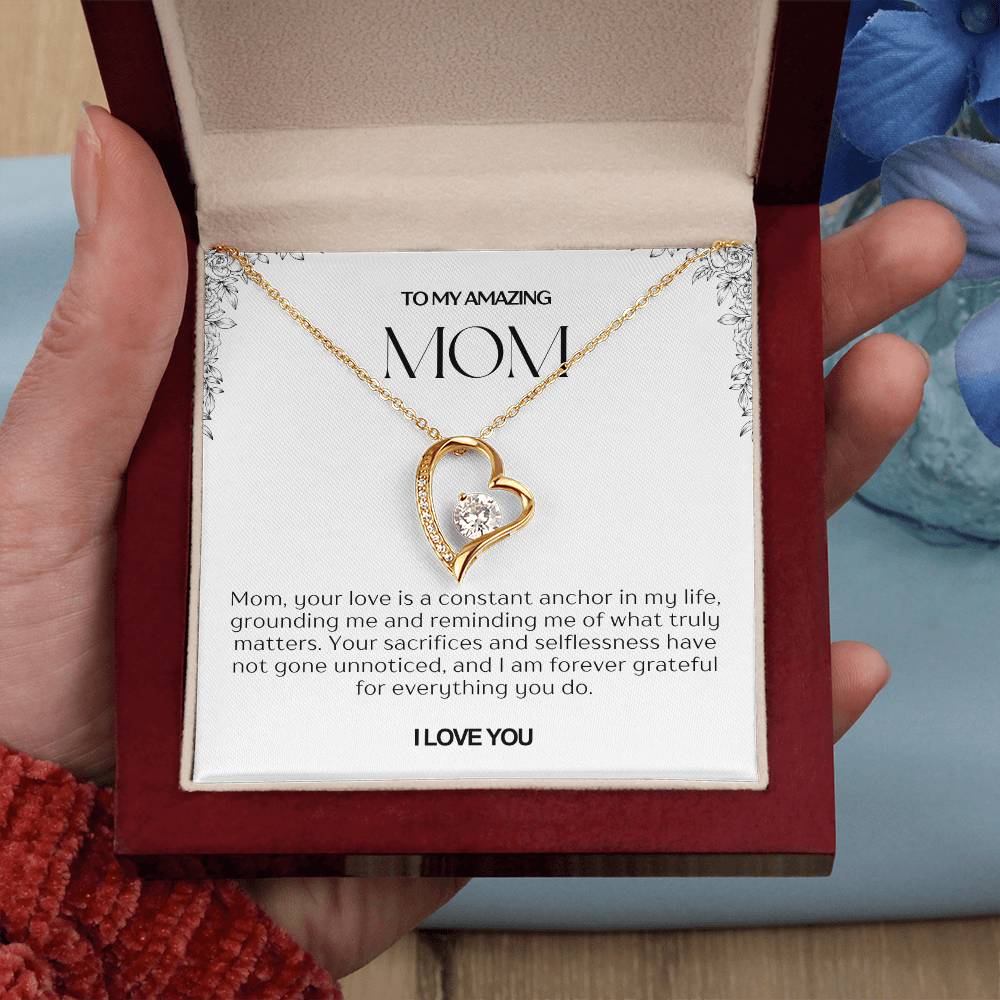 To My Amazing Mom Heart Necklace