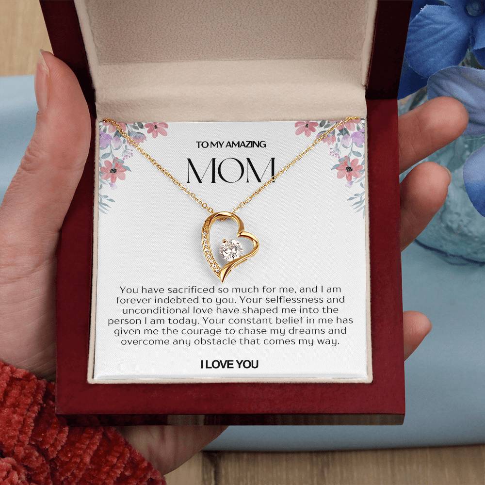 To My Amazing Mom Heart Necklace