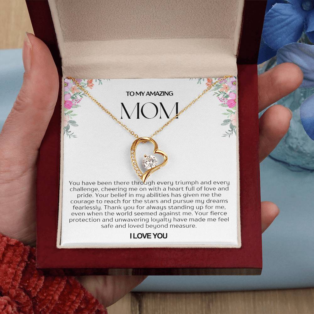 To My Amazing Mom Heart Necklace