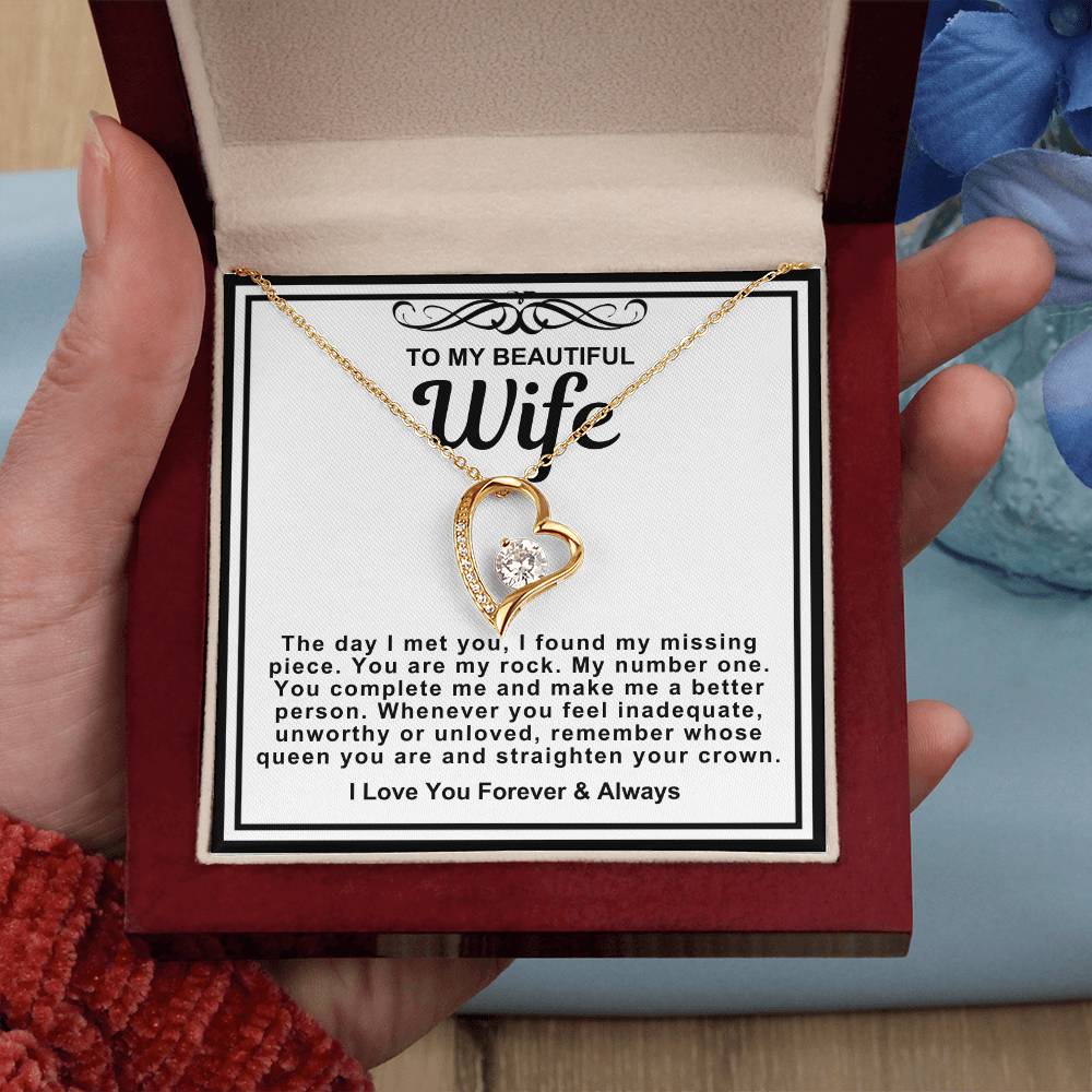 To My Beautiful Wife Heart Necklace-You are my number one